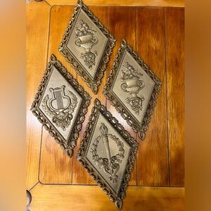HOMCO Hollywood Regency Wall Plaques - Diamond Shape - Set of 4 - ©1972 -MCMLXXI